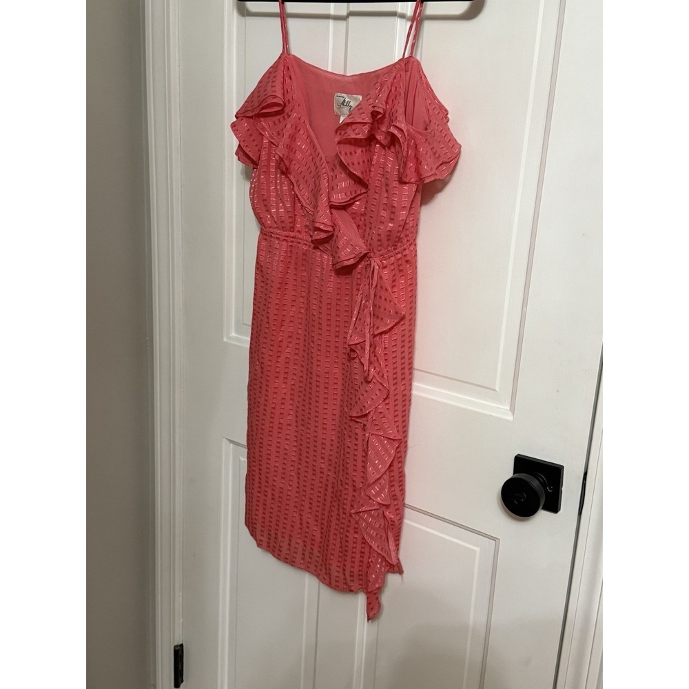 MILLY Pink Ruffle Spaghetti Strap Maxi Dress Size 4